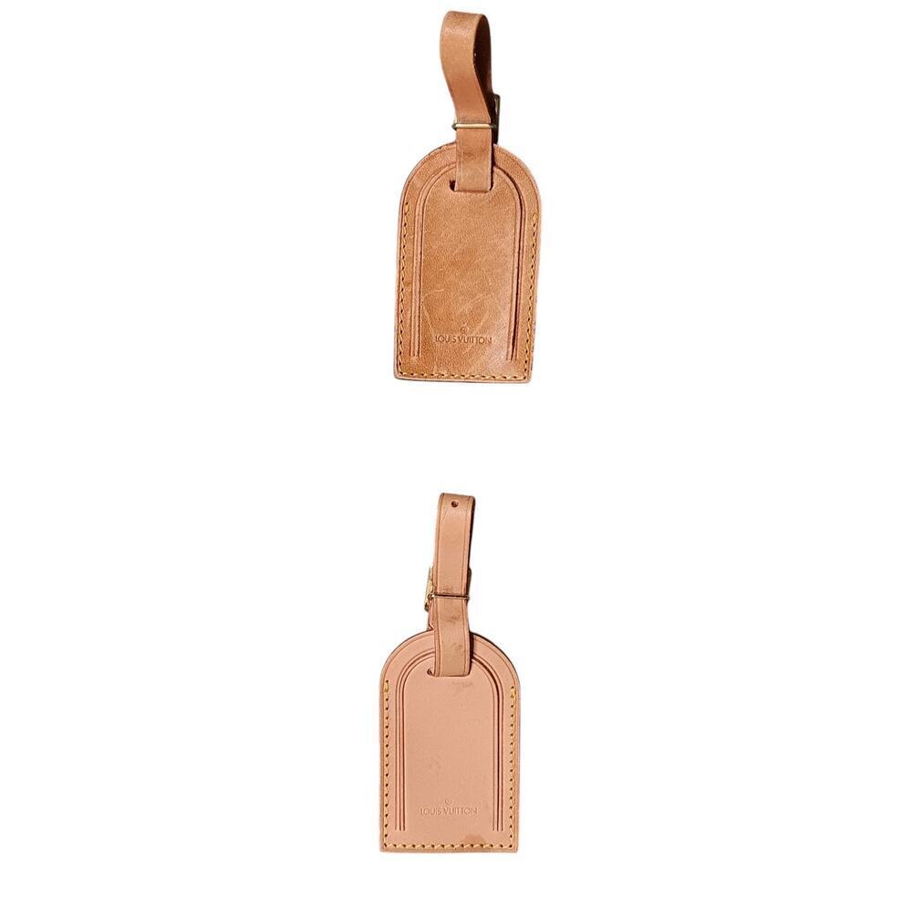 Preowned Authentic Louis Vuitton Vachetta Leather Luggage Tag & Strap Set of 2 - Picture 11 of 16